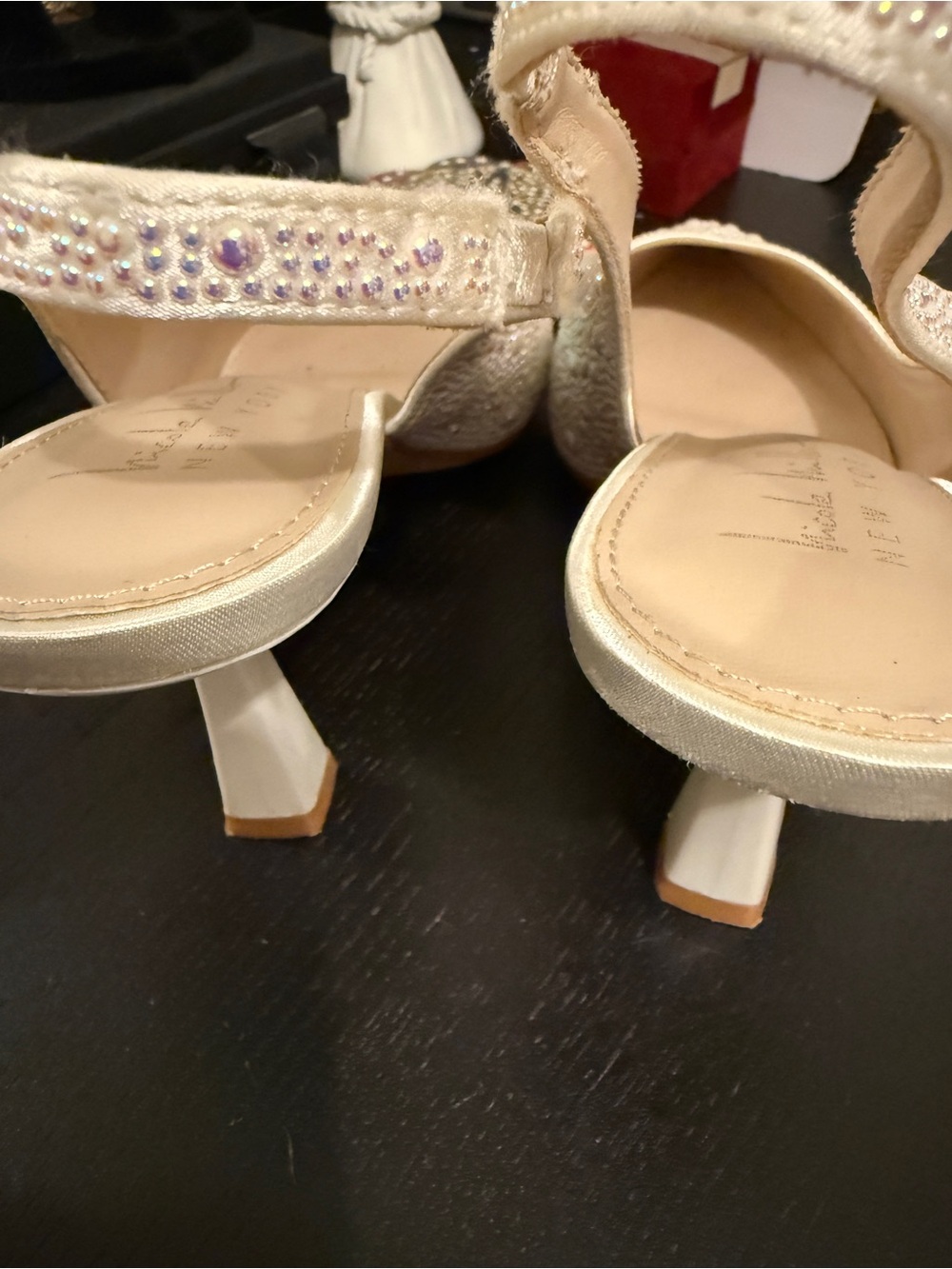Nicole Miller Ivory Pearl & Crystal Pointed-Toe Slingback Heels - Picture 2 of 4